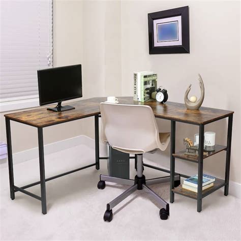 L-Shape Corner Computer Desk Shelves - Bed Bath & Beyond - 36797830