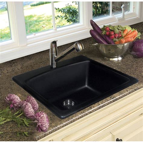 Fhp ESOX25229-1 25" X 22" X 9" Black Composite Granite Top Mount Sink - Walmart.com - Walmart.com