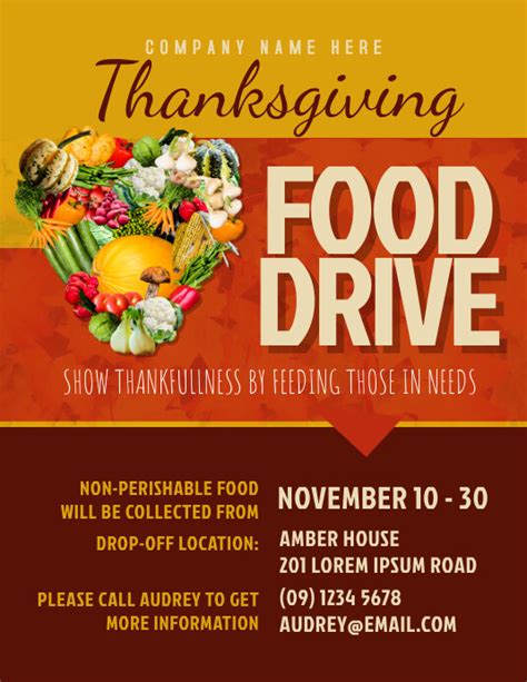 Thanksgiving Food Drive Flyer Template Free