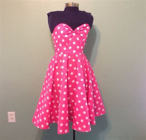 Womens Pink and White Polka Dot Dress Vintage by offbeatvintage