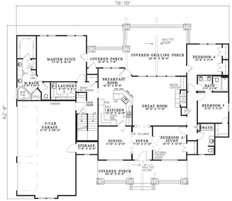 Mountain-rustic House Plan - 7 Bedrooms, 5 Bath, 4693 Sq Ft Plan 12-1110