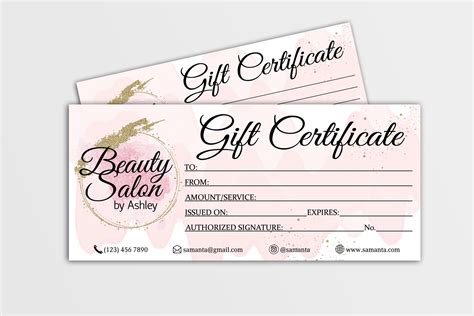 Gift Certificate Template Editable Gift Card Gift Voucher - Etsy | Salon gifts, Free gift ...