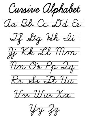 Cursive Alphabet Worksheet | Cursive writing practice sheets, Cursive alphabet chart, Cursive ...