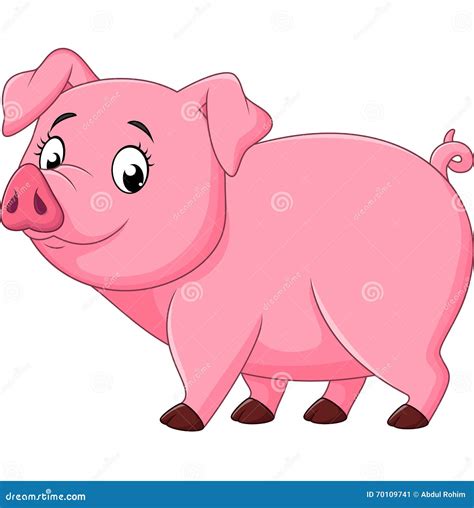 Cartoon Happy Pig Isolated On White Background Stock Vector - Image: 70109741