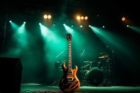 Premium Photo | A stage aglow with lighting electric guitars poised during preshow sound checks