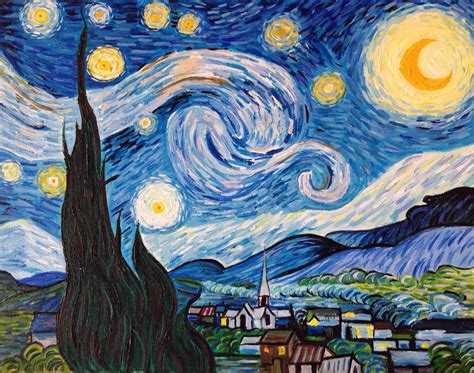 Hand Painted Vincent van Gogh Starry Night Painting | Etsy | Starry night painting, Starry night ...