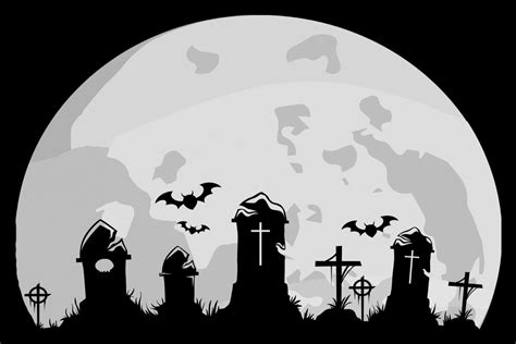 Full Moon Graveyard Halloween Clipart Graphic by SunandMoon · Creative Fabrica