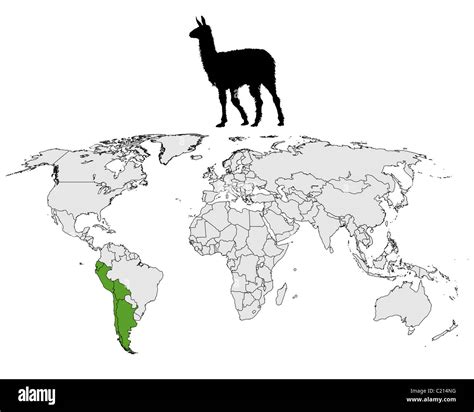 Llama range map Stock Photo - Alamy