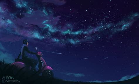 HD wallpaper: Anime, Original, Aurora Australis, Boy, Comet, Night, Sky, Vespa | Wallpaper Flare