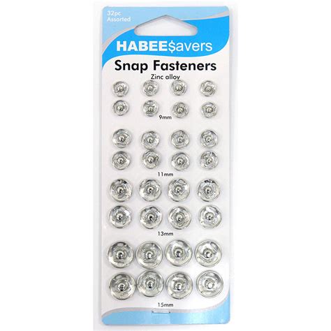 Snap Fastener, Assorted Sizes, Silver - Norwood Sewing Centre