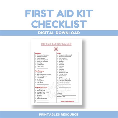 First Aid Kit Checklist Checklist for First Aid Kit | Etsy