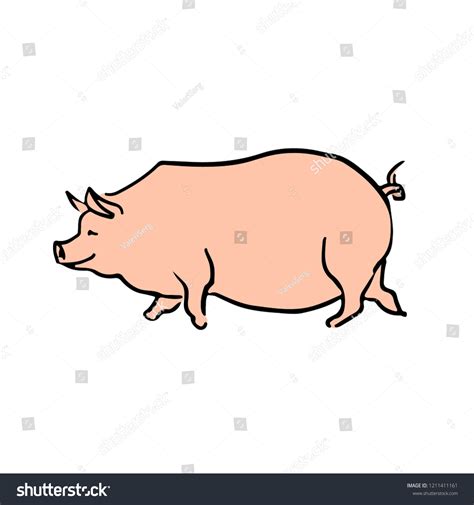 Pig Side View Color Vector Sketch Stock Vector (Royalty Free) 1211411161