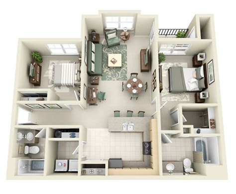 50 Two "2" Bedroom Apartment/House Plans | Architecture & Design