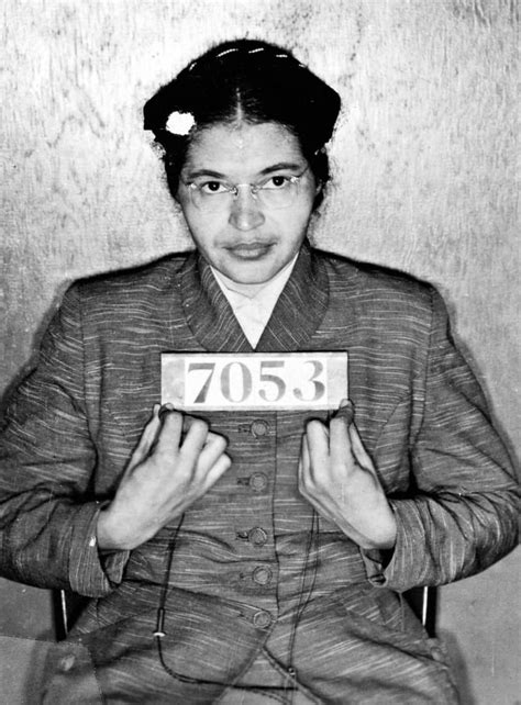 In this 1955 picture, Rosa Parks is seen in her Montgomery county mugshot after being arrested ...