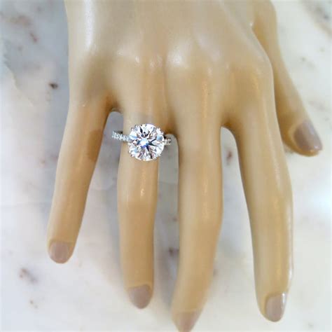 Annabel 5 Carat Round Diamond Engagement Ring with Micropavé in Platinum – Unique Engagement ...