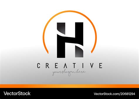 H letter logo design with black orange color cool Vector Image