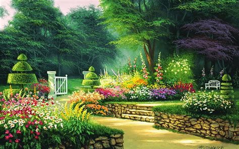 Flower Garden Background Png. Garden painting, Garden, Topiary garden, Garden Art HD wallpaper ...