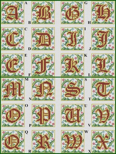 Gothic Alphabet Monogram Cross Stitch Chart PDF | Monogram cross stitch, Cross stitch chart ...