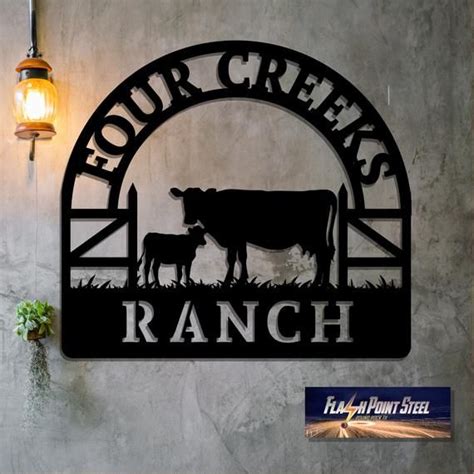 Ranch Entrance Gates, Cattle Metal Sign, Custom Cow/calf, Farmer, Personalized, Established ...