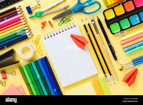 Set of colorful stationery and supplies for kids creation or school Stock Photo - Alamy