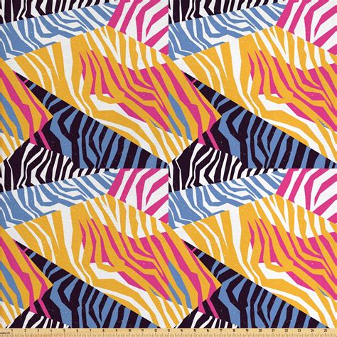 Safari Fabric by The Yard, Colorful Animal Skin Zebra Print Wildlife Inspired Design Artwork of ...