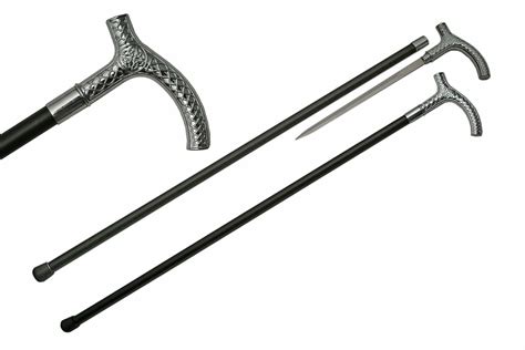 Sword Cane | Black 12" Hidden Blade 34" Overall Celtic-92685