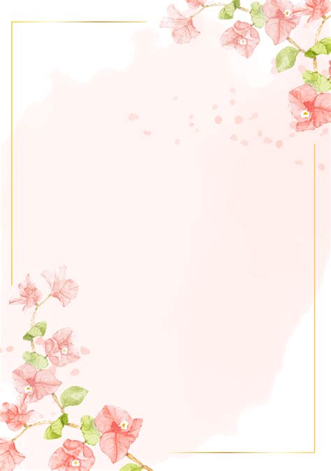 watercolor pink Bougainvillea with golden frame for wedding or birthday invitation card 13441940 PNG