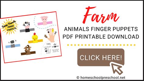 Free Farm Animal Puppets Printable for Preschoolers