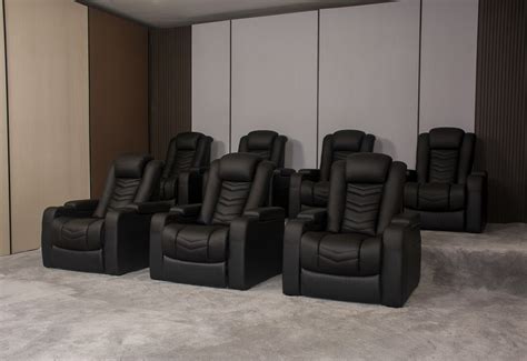 Black Leather Home Theater Seating Media Sofa Recliner - Linsen Seating