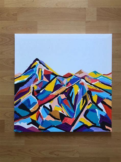 Abstract Art Modern Abstract Geometric Painting Mountain | Etsy