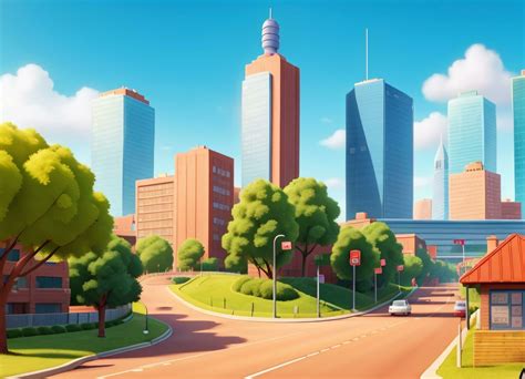 3D Animation Style Free vector City scene with landscape car and building background 28348342 ...