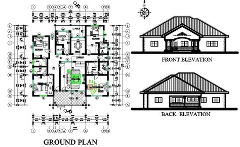 Architecture House Plan And Elevation Complete Drawing - Cadbull