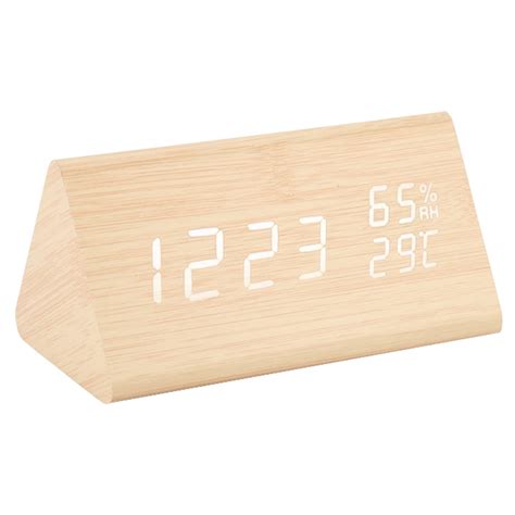 Wooden Wood Clock , New Version LED Alarm Digital Desk Clock Adjustable Brightness, Alarm Time ...