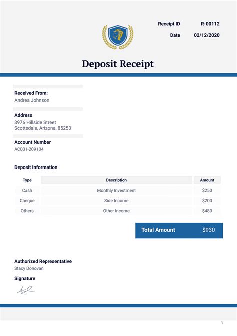 Deposit Receipt Template Receipt Template Being A Landlord Templates - Bank2home.com