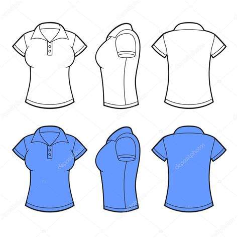 Women Polo Shirt Template. Front, back and side view. Vector — Stock Vector © in8finity #62981409