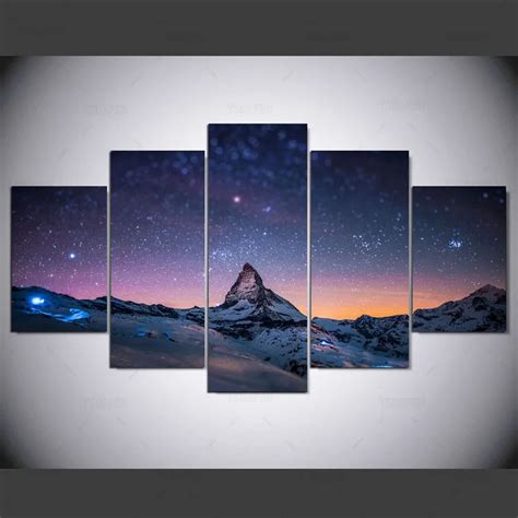 YSDAFEN 5 panel hd Starry Night Sky canvas art wall framed paintings for living room wall ...