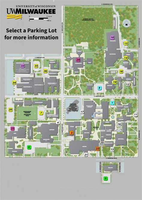 Uw Milwaukee campus map - University of WIsconsin Milwaukee campus map (Wisconsin - USA)