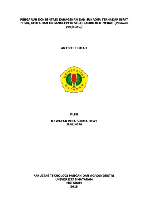 (PDF) PENGARUH KONSENTRSI KARAGENAN DAN SUKROSA TERHADAP SIFAT FISIK, KIMIA DAN ORGANOLEPTIK ...