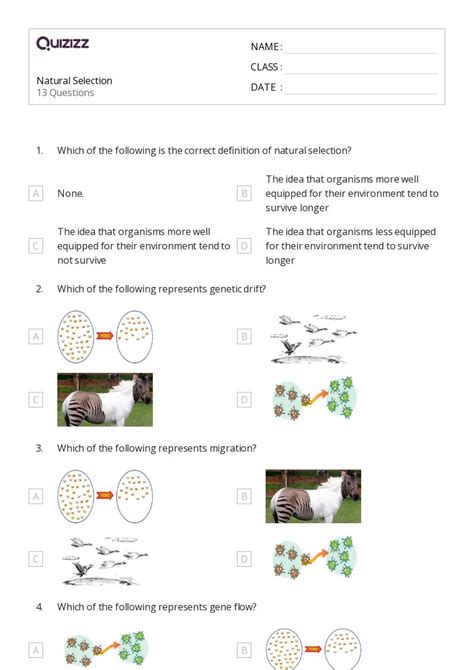 50+ natural selection worksheets for 9th Grade on Quizizz | Free & Printable