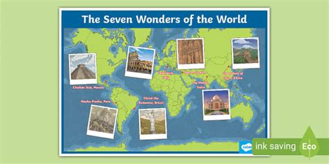 Seven Wonders of the World Landmark Map - Geography - KS2