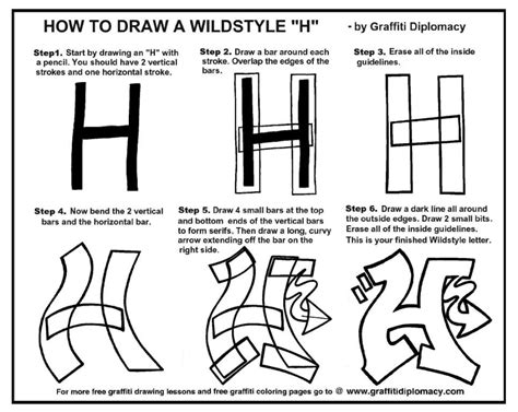 How To Draw A WildStyle "H" - free lesson and Handout | Graffiti drawing, Graffiti lettering ...