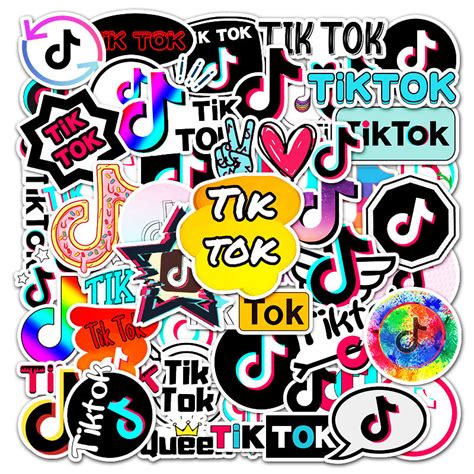 50PCS Tik Tok Logo Waterproof Stickers Decals for Luggage Laptop Water Bottles