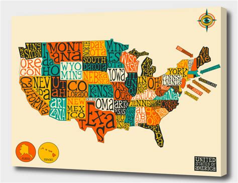 «United States Map» Canvas Print by Jazzberry Blue | Curioos