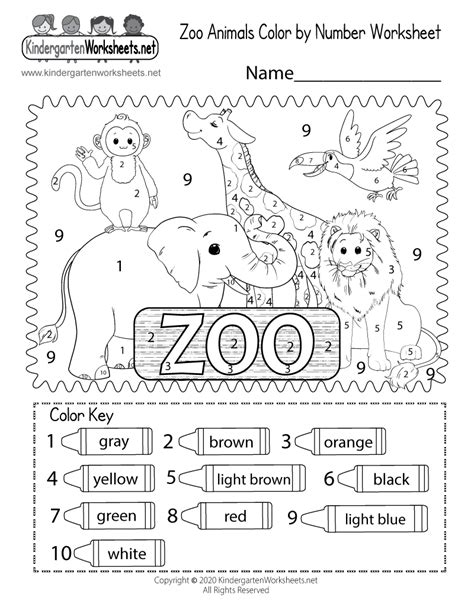 Zoo Animal Color By Number