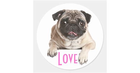 Love Pug Puppy Dog Greeting Stickers | Zazzle