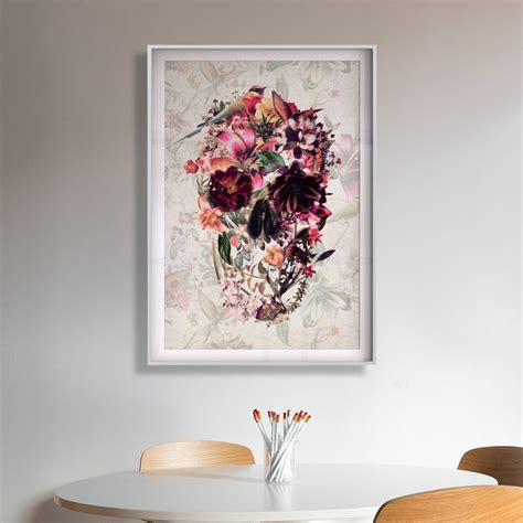 Floral Skull Art Print Sugar Skull Instant Download Printable - Etsy