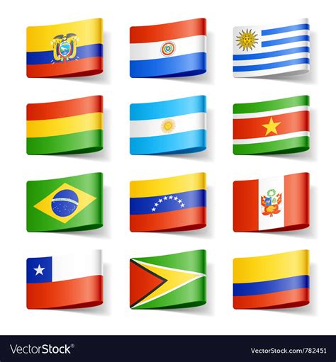 South america flags Royalty Free Vector Image - VectorStock