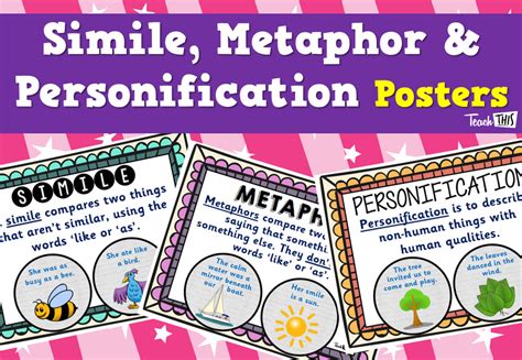 Simile Metaphor Personification Posters | Similes and metaphors, Simile, Teaching posters