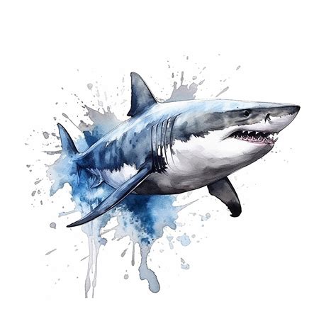 Great White Shark Watercolor Painting Printable Wall Art Digital Download - Etsy