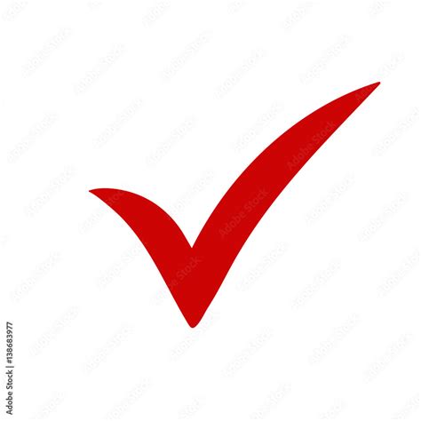 Red tick. Red check mark. Tick symbol, icon, sign in red color. Done. Stock vector illustration ...